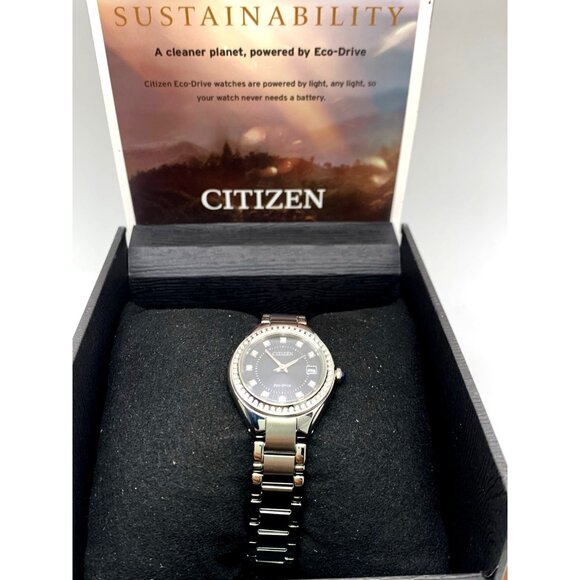 Citizen Women's Watch EW2551-52E Eco Drive Crystals Accent Black Dial Solar 26mm - Picture 3 of 14